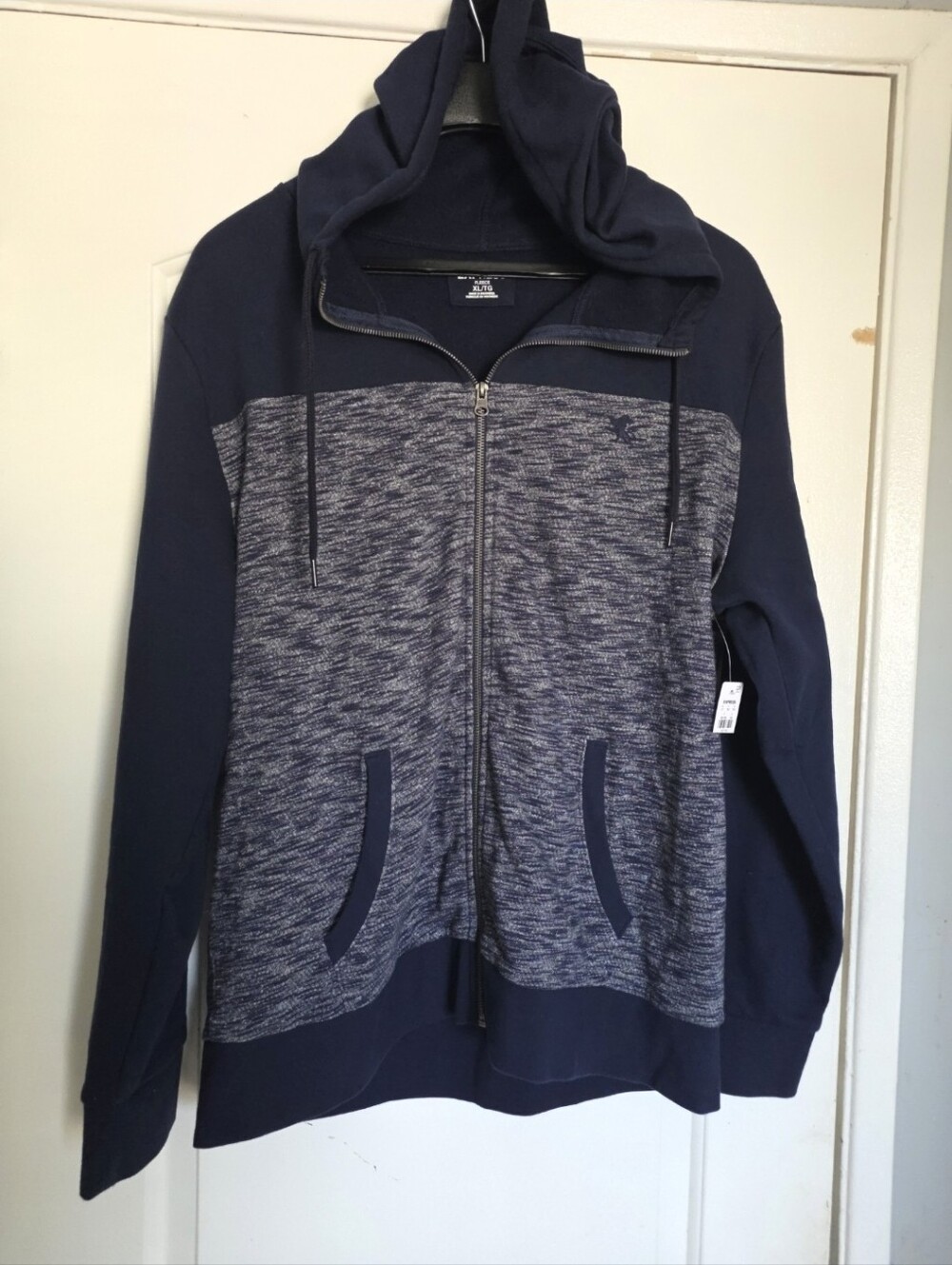 Men's Express XL Blue Color block Nwt Vintage ZIP Up